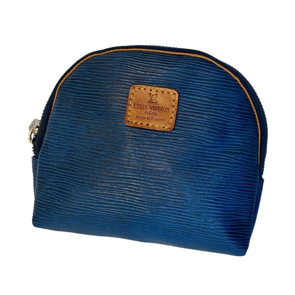 Vintage Louis Vuitton Cosmetic Pouch Leather Blue